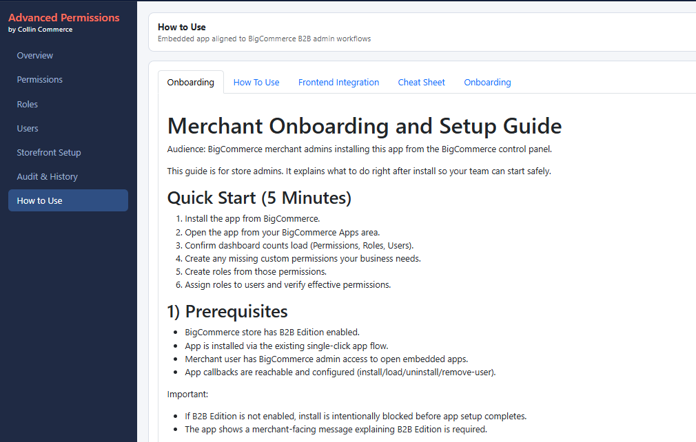 CC BigCommerce Custom Permissions
